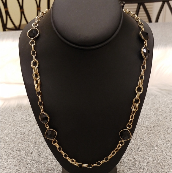 BANANA REPUBLIC BLACK STONE LAYER NECKLACE - Picture 5 of 10